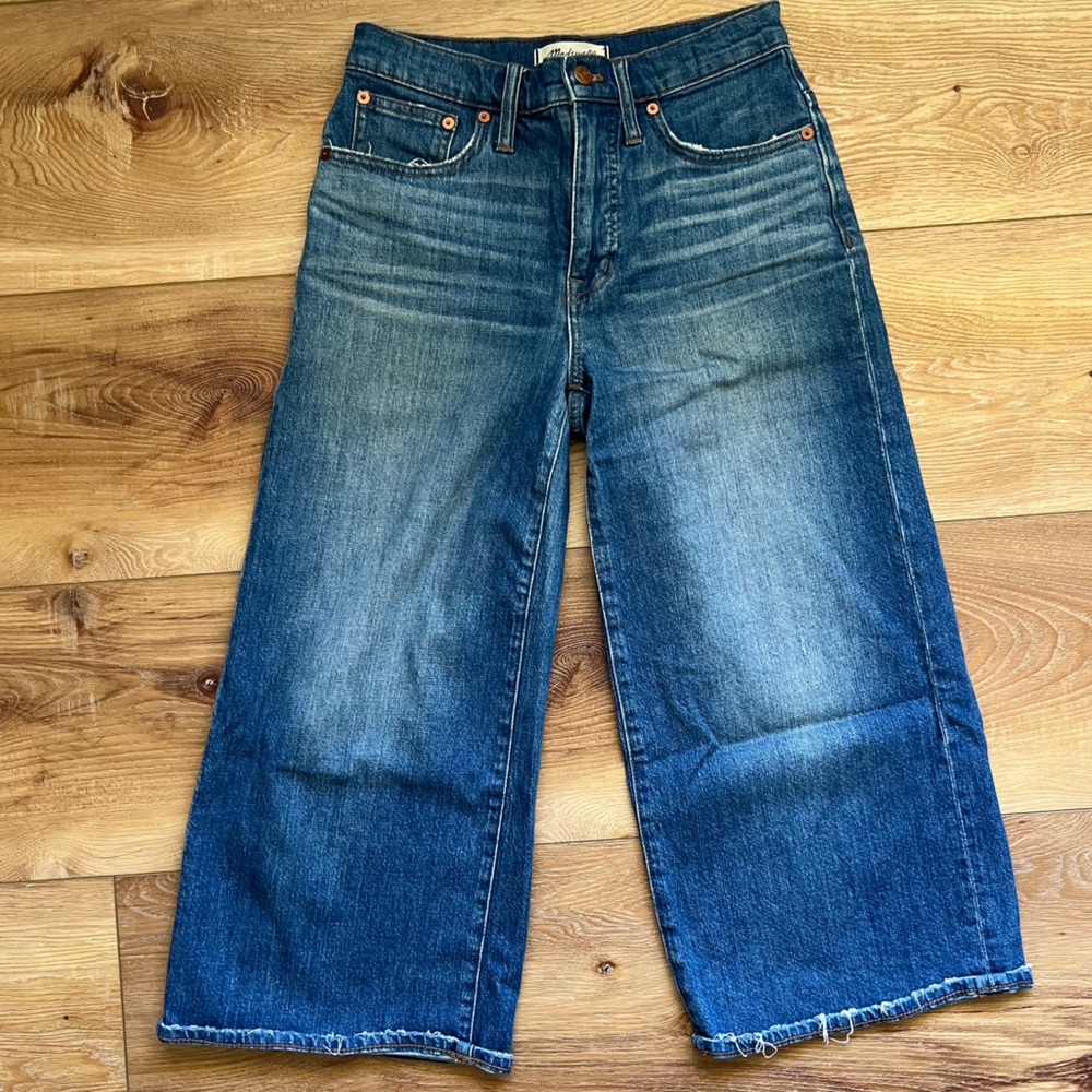 Madewell Stretchy Blue Denim Wide leg crop Women's Jeans